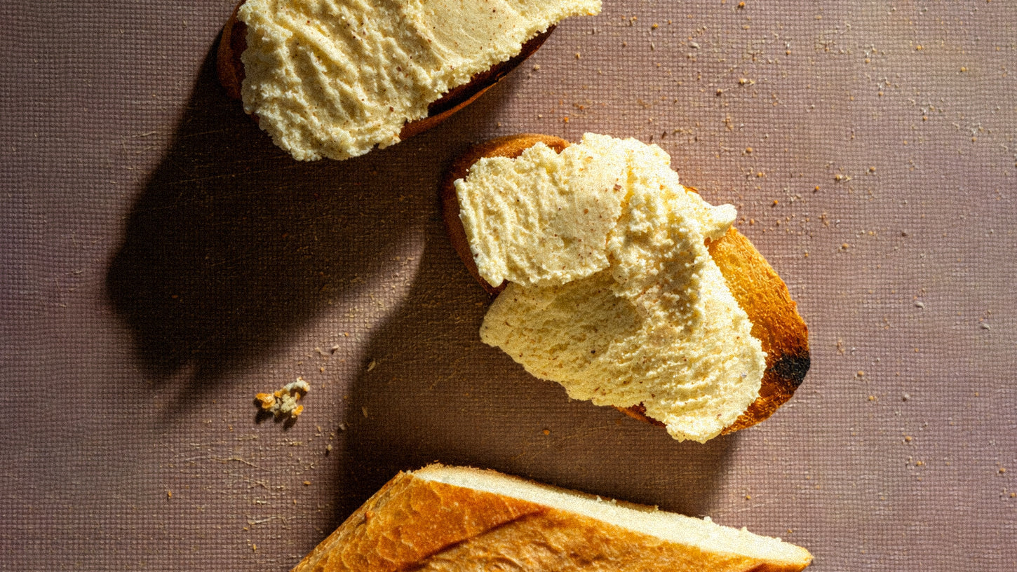 Mushroom Spice butter spread on toasted bread